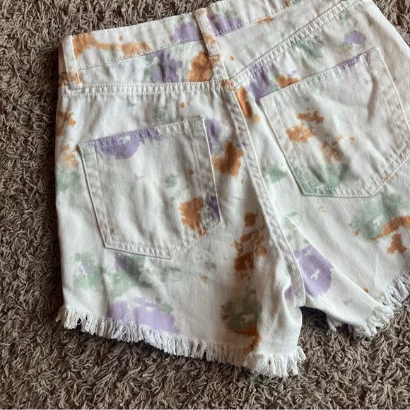 Wild Fable White with Multi ColorSplatter Pattern Highest Rise Jean Shorts Sz 00 - Picture 10 of 10